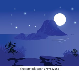 Un río y un paisaje montañoso Ilustración