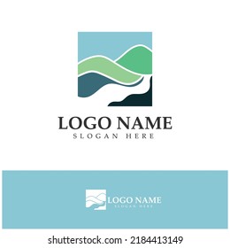 river mountain logo design illustration icon concept