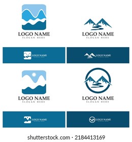 icono de diseño de logotipo de montaña de río