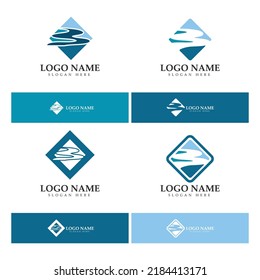 Logo-Design-Illustrationssymbol des Fluss-Gebirges