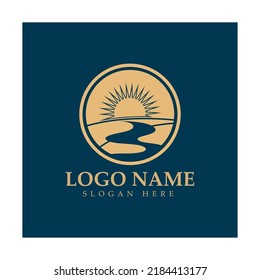 icono de diseño de logotipo de montaña de río