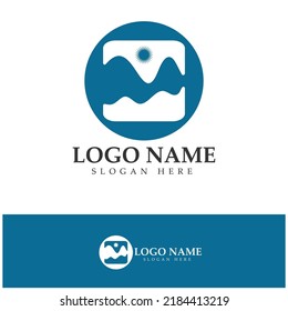 icono de diseño de logotipo de montaña de río