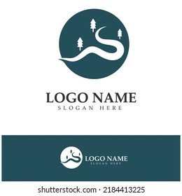 icono de diseño de logotipo de montaña de río
