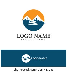 icono de diseño de logotipo de montaña de río