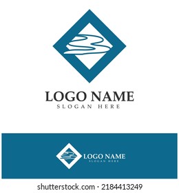 river mountain logo design illustration icon concept