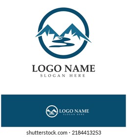 river mountain logo design illustration icon concept