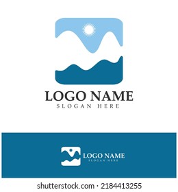 river mountain logo design illustration icon concept