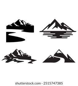 river mountain logo design symbol, best for outdoor adventure vector illustration