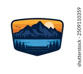 River Mountain Logo Design Vector Template