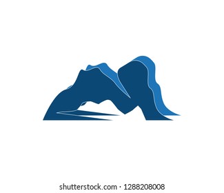 River mountain logo design vector