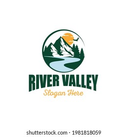 River Mountain Logo Design Vector Template