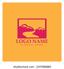 River mountain Logo vector icon illustration design template