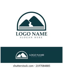 River mountain Logo vector icon illustration design template