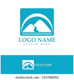 Plantilla de diseño de ilustración de icono del logotipo de montaña del río