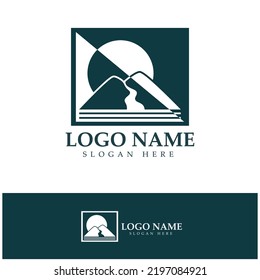 River mountain Logo vector icon illustration design template