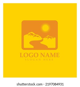 River mountain Logo vector icon illustration design template