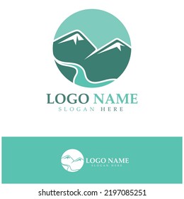 River mountain Logo vector icon illustration design template