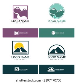 River mountain  Logo vector icon illustration design template