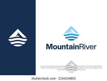 river mountain modern logo design. logo template