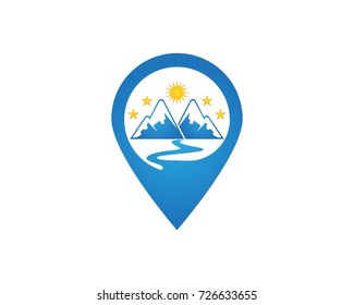 River mountain point business logo design template