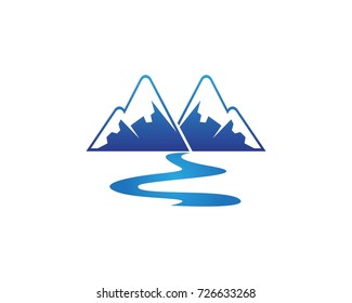 River Mountain Point  Logo Business Template Vector
