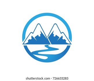 River Mountain Point  Logo Business Template Vector
