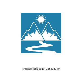 River Mountain Point  Logo Business Template Vector
