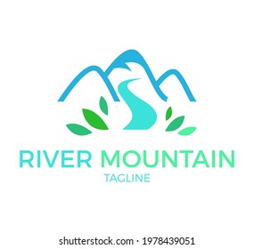 river mountain vector logo template design