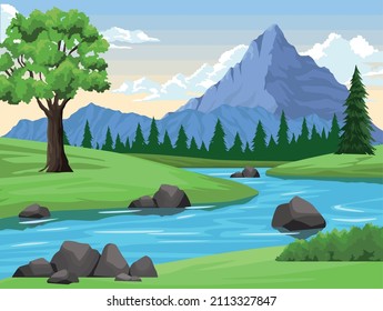 river and mountain wanderlust scene