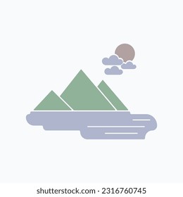 farbige Illustration von Fluss und Bergen. Flache Vektorflüsse und Berge einzeln auf weißem Hintergrund. Elemente für Webdesign