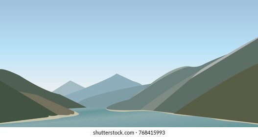 river in the mountains, vector
