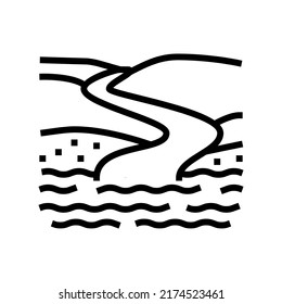 Flussmündung Symbol Vektorgrafik. Flussmündungszeichen. isoliertes Kontursymbol