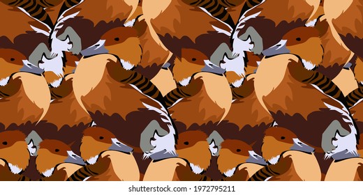 river multicolored ducks, geometric seamless pattern of vector variegated ducks