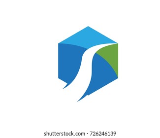 River nature logo design template