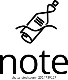 river note with paper messege flowing logo design