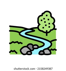 river on meadow color icon vector. river on meadow sign. isolated symbol illustration