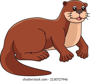 River Otter Cartoon Clipart Illustration