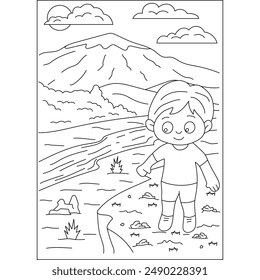 river outdoor camping coloring book page for kids or grown adults coloring book mindful relaxation activity