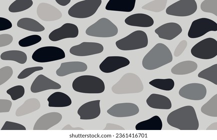 River pebbles path. Natural stone path gray background. Garden yard design. Vector.
