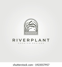 river plant reed icon logo vector symbol illustration design, nature plant in square logo design