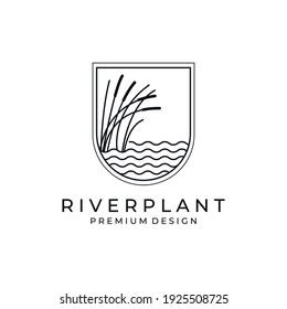 river plant reed icon logo vector symbol illustration design, nature plant in square logo design