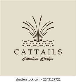 river plant reed logo line art vector simple illustration template icon graphic design. cattails grass nature sign or symbol for environment natural concept