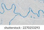 River Po map, Piacenza city, Italy. Watercourse, water flow, blue on grey background road map. Vector illustration, detailed silhouette.