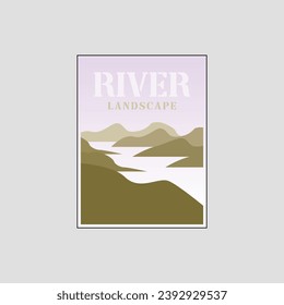 patrón de poster de río gráfico vintage minimalista de ilustración de vectores logotipo simple icono diseño gráfico plantilla.