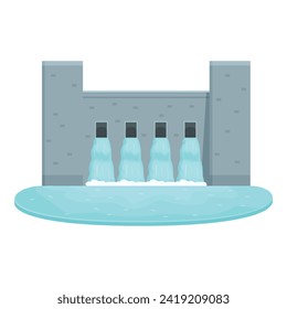 River power station icon cartoon vector. Hydro plant. Electric river