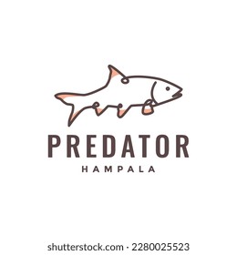 Räuberfisch-Hampala Linie Kunst bunter Logo-Design Vektorgrafik