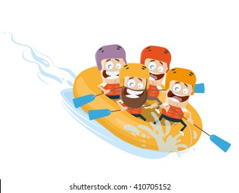 river rafting cartoon clipart vector