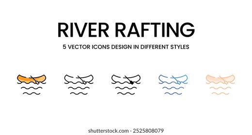 Rio Rafting ícones vetoriais definir ilustração stock