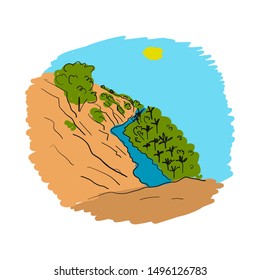 River and red sands, sketch for your design