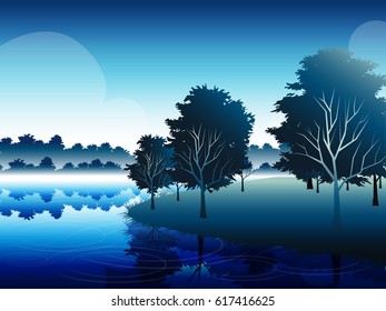 river reflect grassland and tree and mountain 2